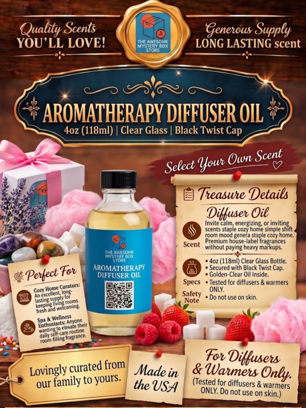 4oz Aromatherapy Diffuser Oil Home Fragrance Glass Bottle
